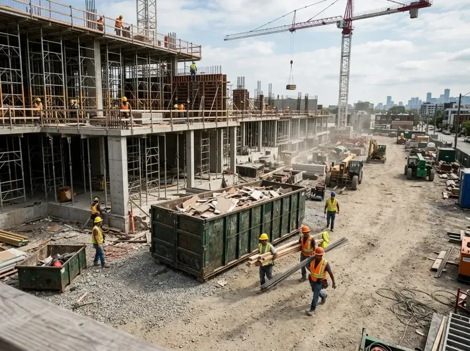 commercial-construction-site-w-002 — frequently asked questions, Low Cost Construction Dumpster Rental in Gaylord, MN